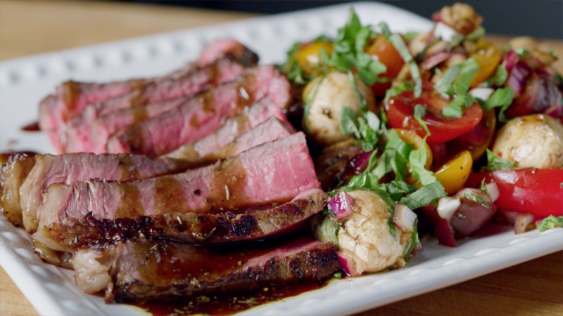 ny strip steak and bruschetta