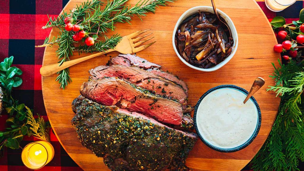 holiday garlic and rosemary crusted ribeye roast