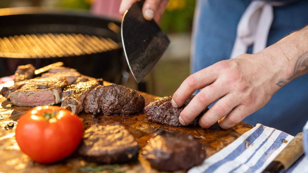 slice steak against the grain