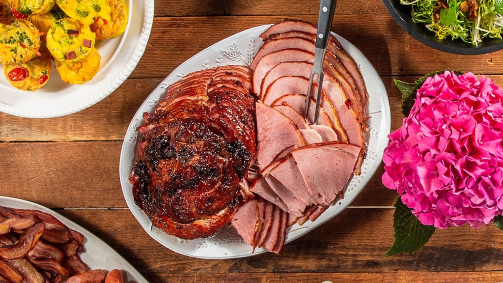 holiday ham table spread