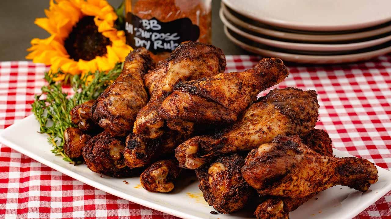 drumsticks with a dry rub