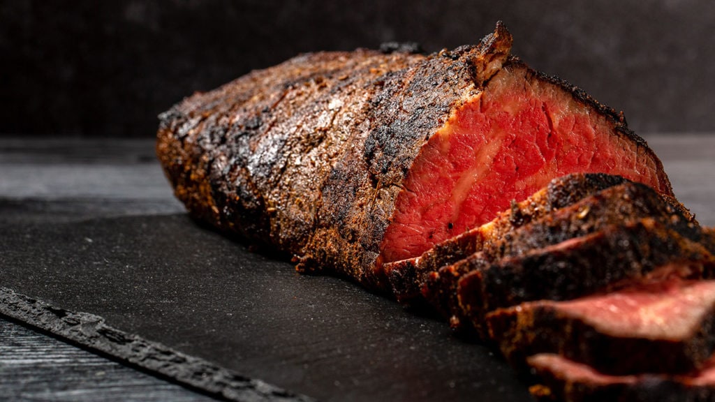 Tri-tip santa maria style cooked and sliced.