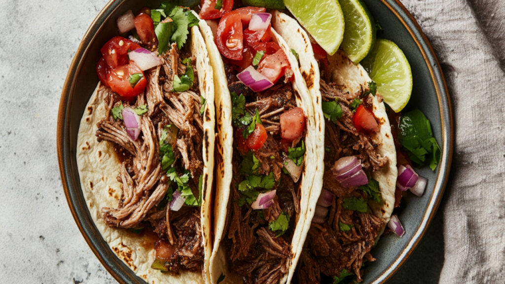 Barbacoa Beef Tacos on a plate