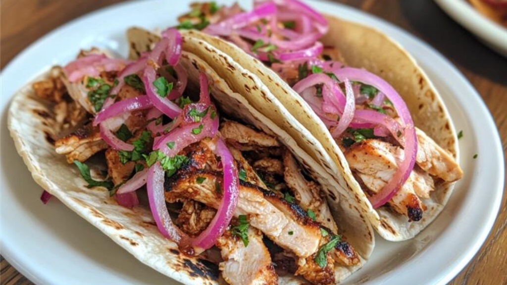 Braised Chicken Tacos on a plate