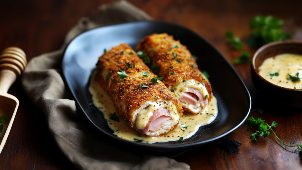 Chicken Cordon Bleu on a plate