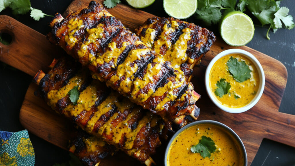 Coconut Curry Ribs on a chopping board