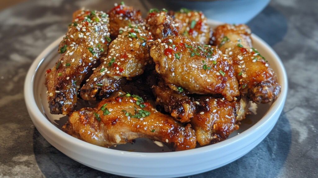 Coconut Party Wings with GF Ponzu Dipping Sauce in a bowl