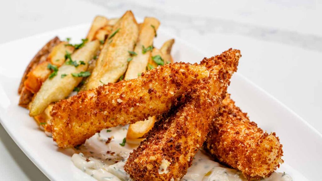 tartar sauce and cod sticks