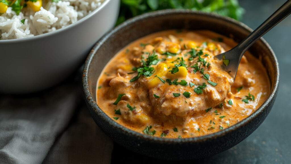 Creamy Enchilada Chicken in a bowl