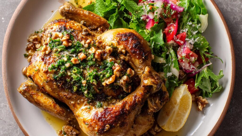 Extra Lemony Whole Roasted Chicken on a plate