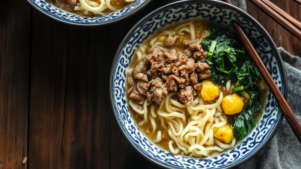 Ginger Pork Noodle Soup in a bowl
