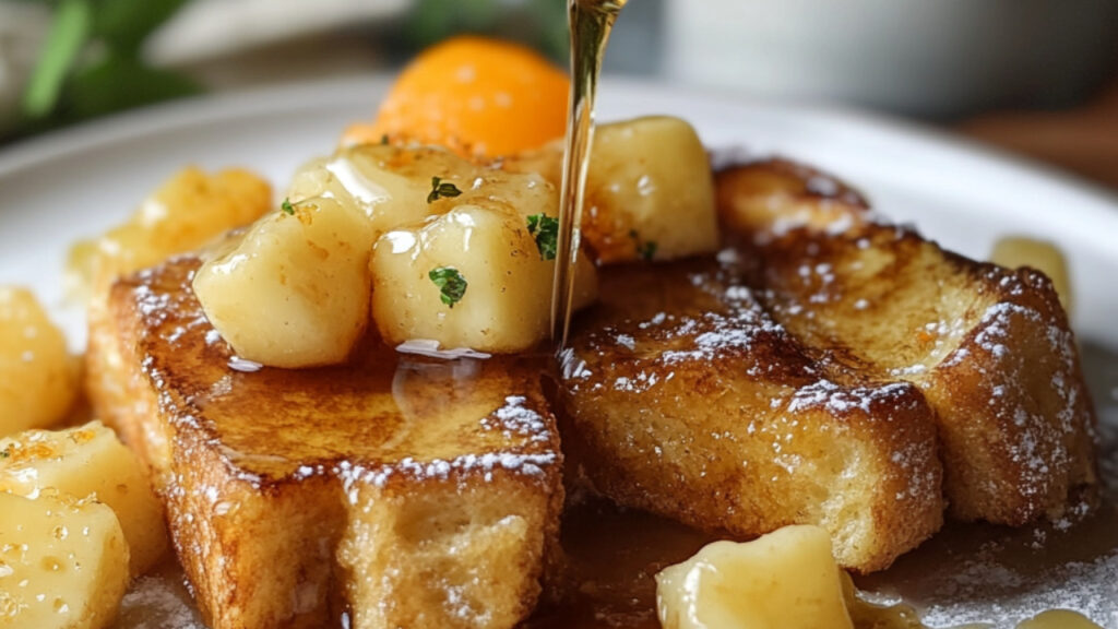 Maple Orange Bread Pudding French Toast on a plate