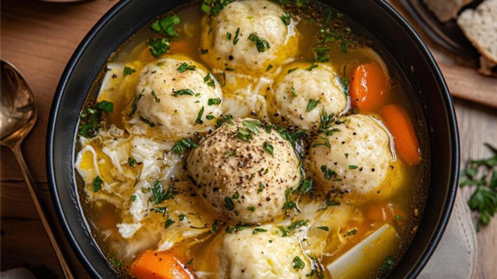 Matzoh Ball Soup in a bowl