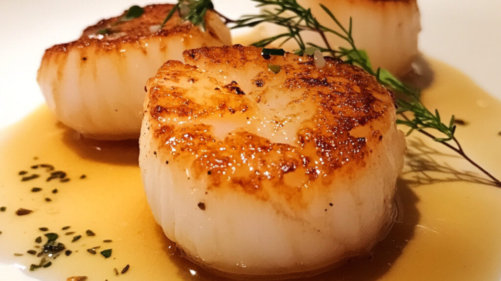Pan-Seared Scallops on a plate