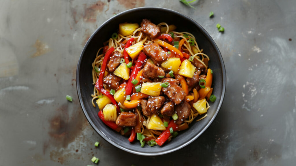 Pineapple-Pork Noodle in a bowl