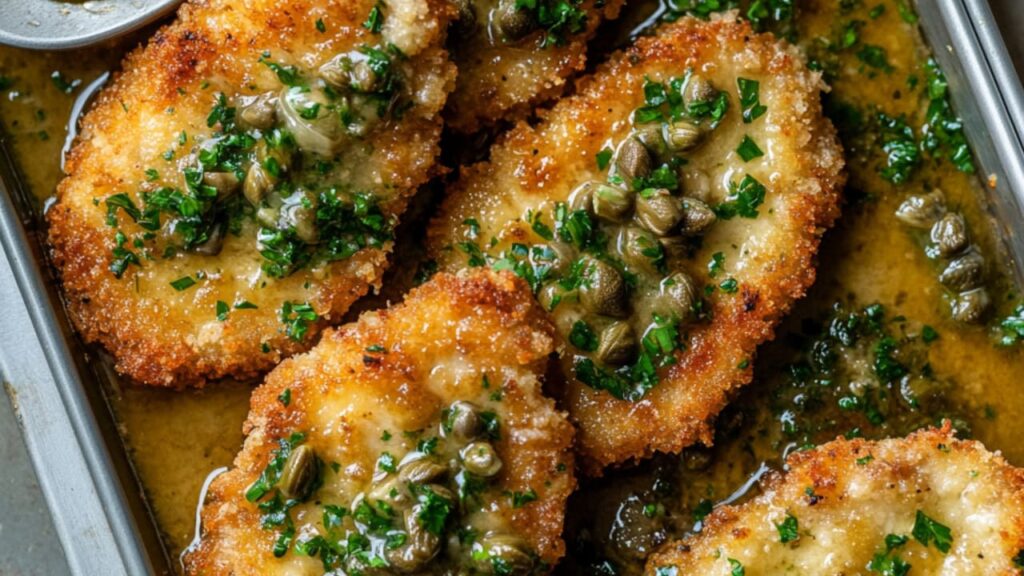 pork schnitzel with lemon on a plate