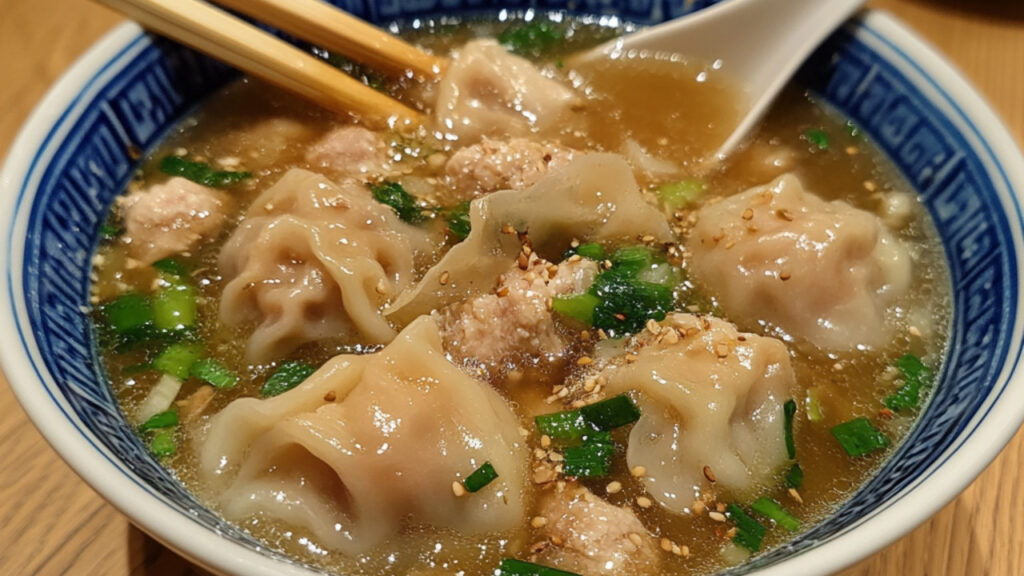 Pork Wonton Soup in a bowl