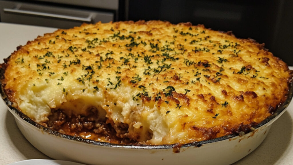 Spiced-Up Shepherds Pie on a serving plate