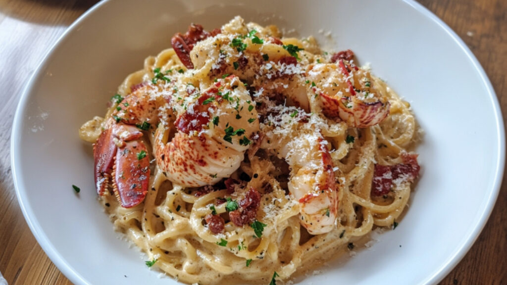 Lobster pasta in a bowl