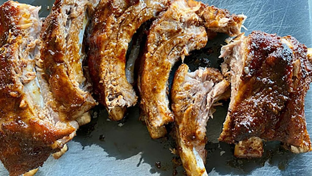 ribs with a cider glaze and ancho chili rub